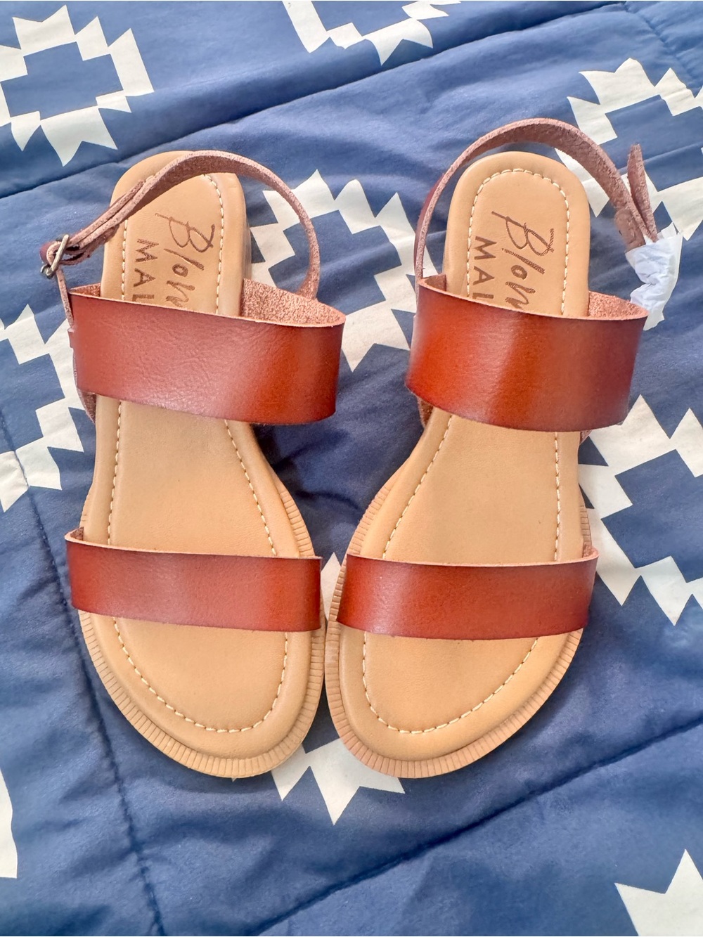 Arcadia Women's Cognac Double-Strap Leather Sandals